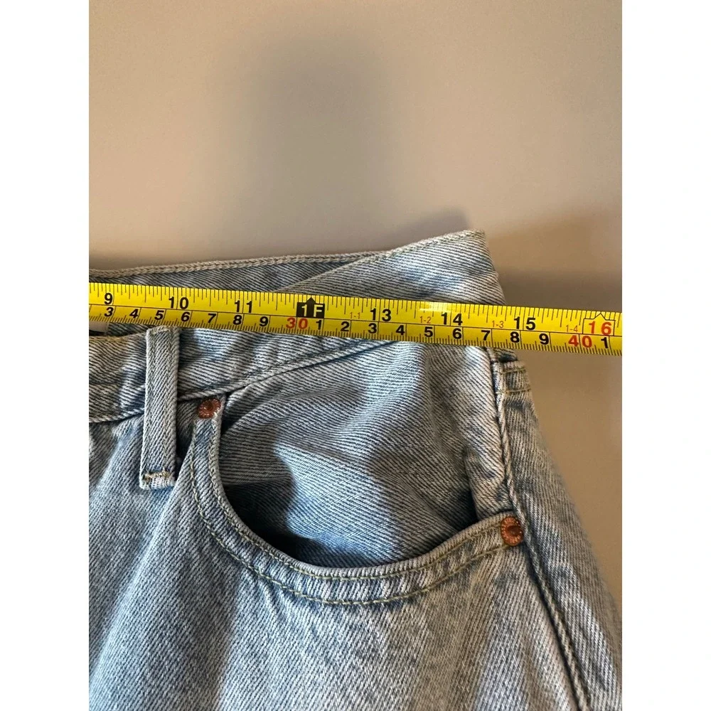 Etica Light Wash High Rise Wide Leg Raw Hem Jeans | Size 28